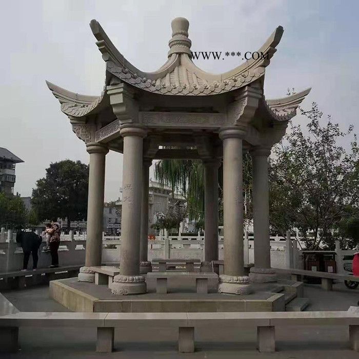 六角石亭子雕刻 石亭多款 花岗石石雕石亭子来图定制图6