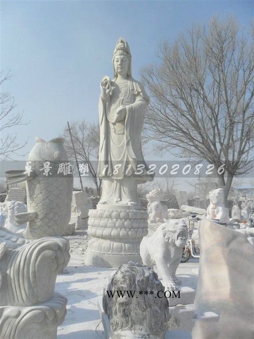大理石观音菩萨雕塑，海边景观石雕图4