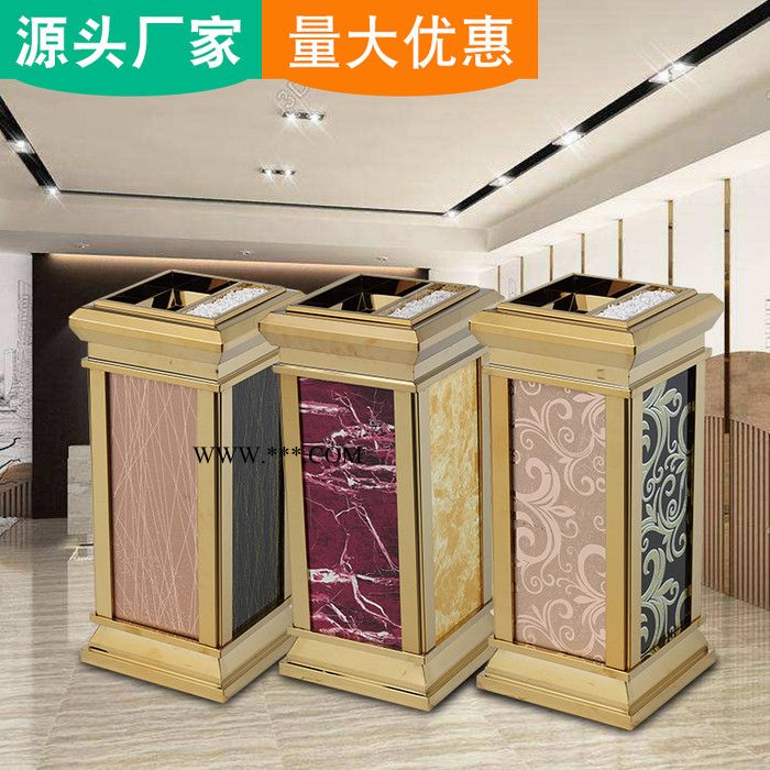 酒店用不锈钢垃圾桶 大理石不锈钢垃圾桶定制 宾馆大理石垃圾桶图2
