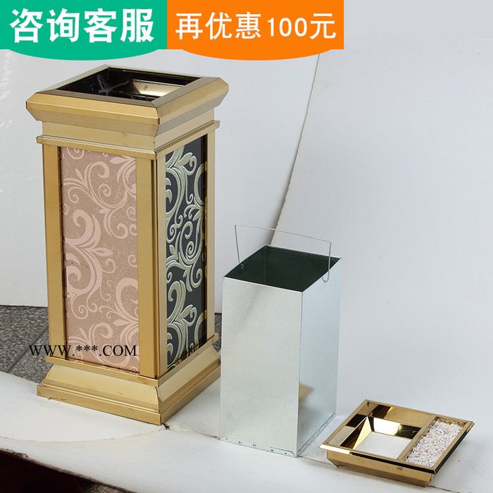 酒店用不锈钢垃圾桶 大理石不锈钢垃圾桶定制 宾馆大理石垃圾桶图5