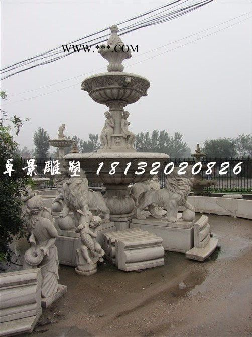 石雕喷泉，大理石西方人物喷泉图4