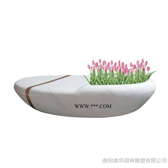 嘉华雕塑 玻璃钢大理石纹花器座椅雕塑大理石效果创意造型商场酒店摆件定制图5