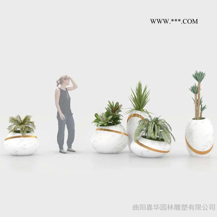 嘉华雕塑 玻璃钢大理石纹花器座椅雕塑大理石效果创意造型商场酒店摆件定制图4