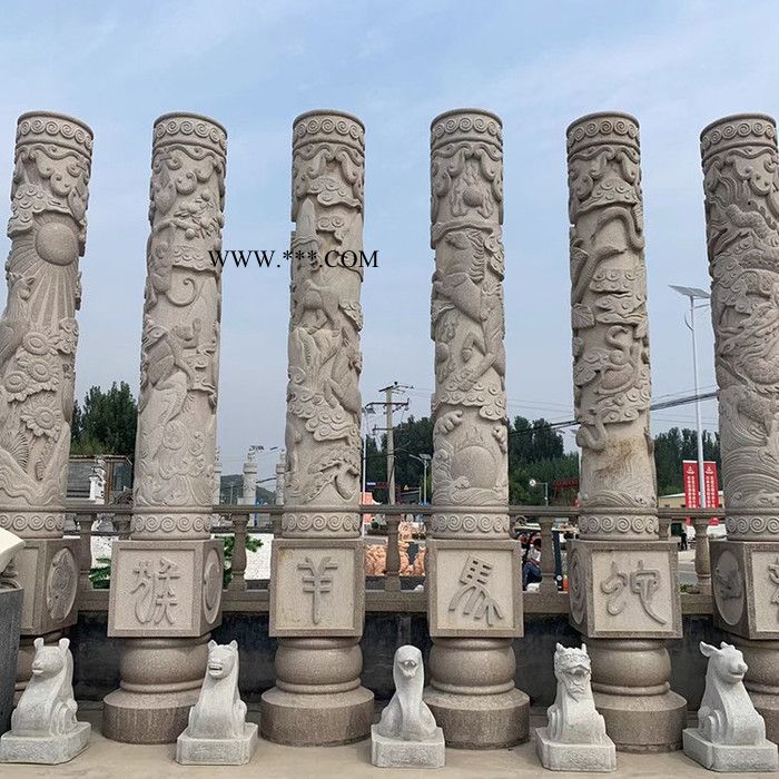 大理石龙柱  大理石中华柱加工厂家 十二生肖文化柱图7