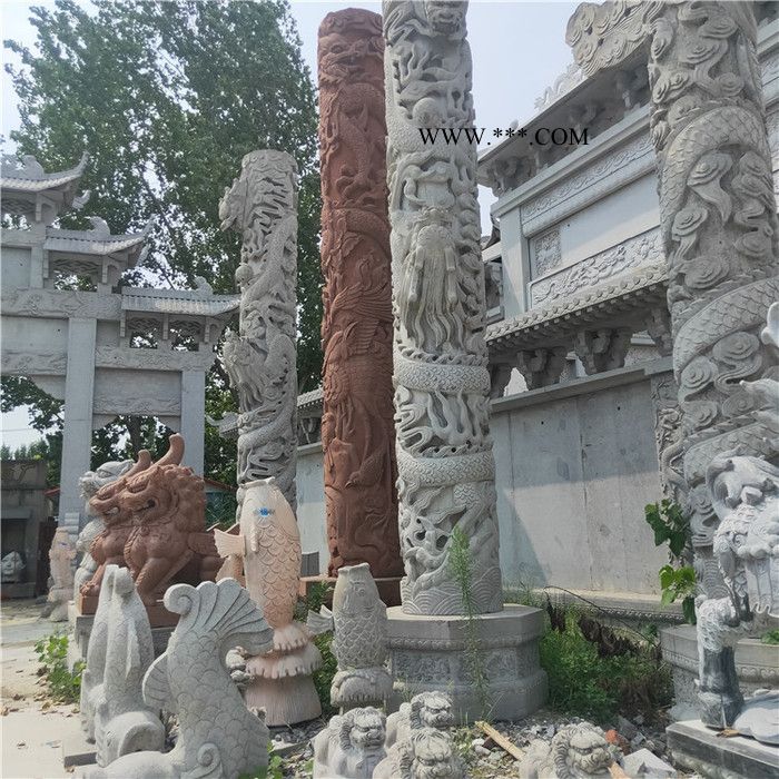 大理石龙柱  大理石中华柱加工厂家 十二生肖文化柱图3