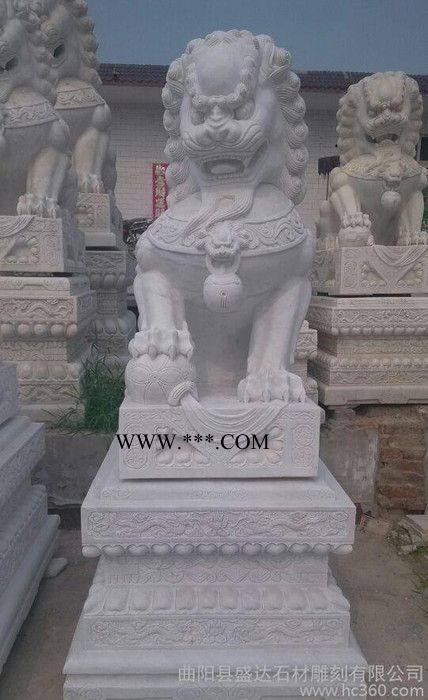 曲阳石雕石狮子 大理石青石狮子大型现代狮子 招财石狮子摆件图1