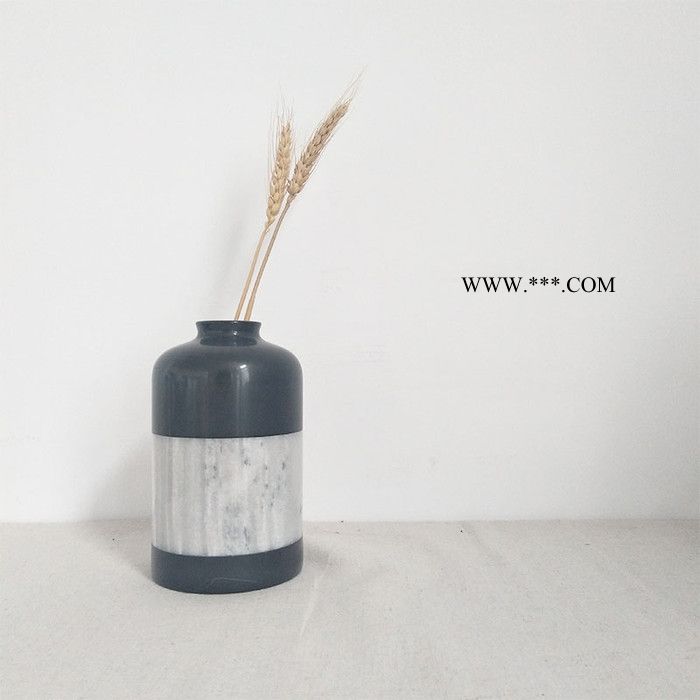 大理石创意家居桌面装饰串色大理石花瓶花插定制礼品 现货可售图3
