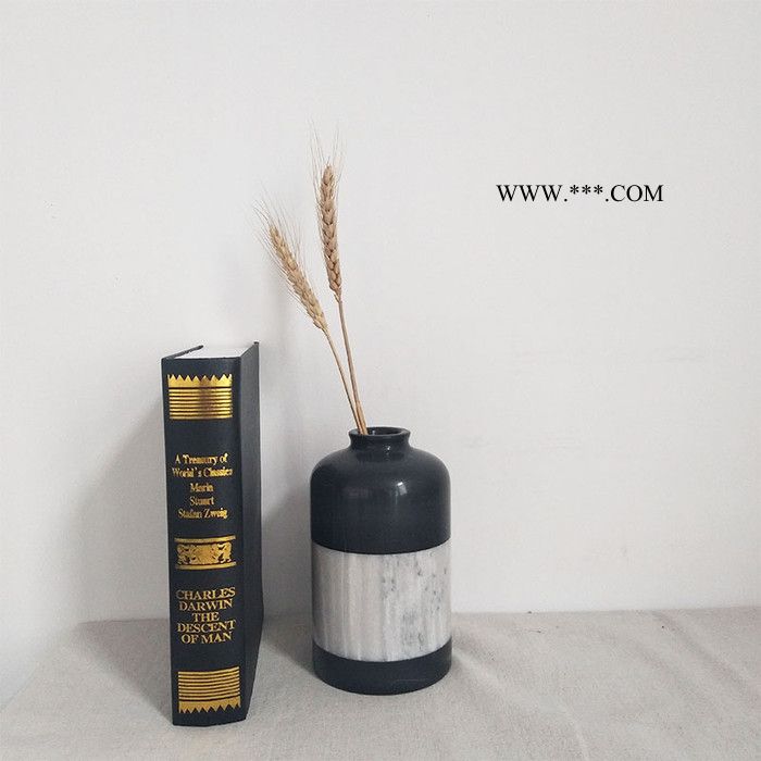 大理石创意家居桌面装饰串色大理石花瓶花插定制礼品 现货可售图4