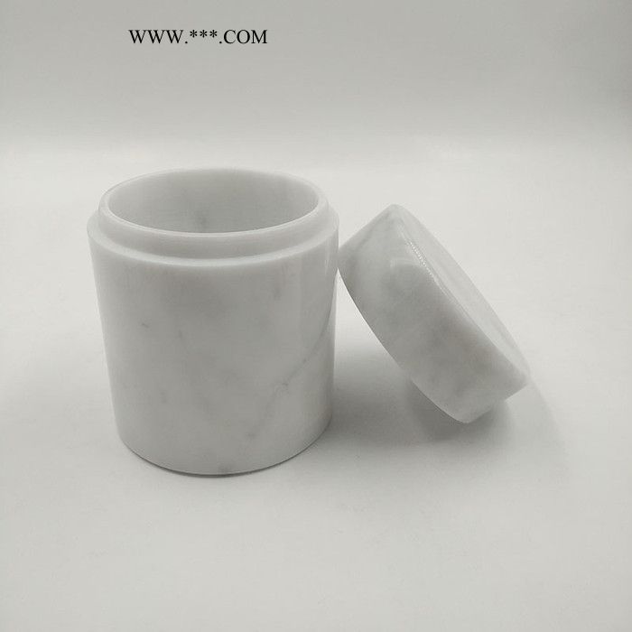 大理石工艺品 首饰圆柱收纳盒首饰盒桌面首饰器皿大理石工艺品盒图2