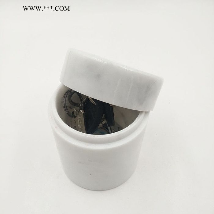 大理石工艺品 首饰圆柱收纳盒首饰盒桌面首饰器皿大理石工艺品盒图5