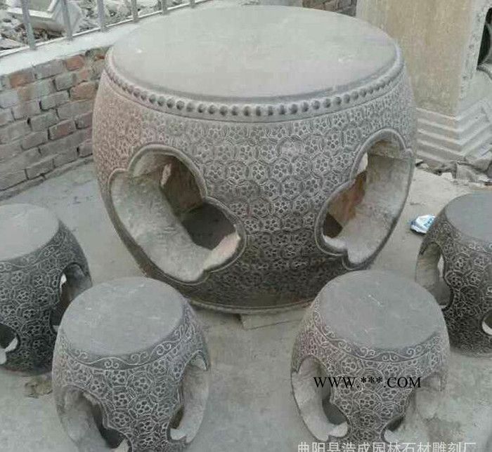 曲阳石雕 大理石仿古石桌石凳 石雕仿古石凳青石图3