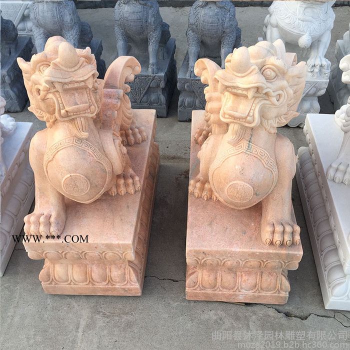 沐泽石雕厂家加工石雕麒麟雕塑大理石动物雕塑家居园林招财雕刻摆件图3