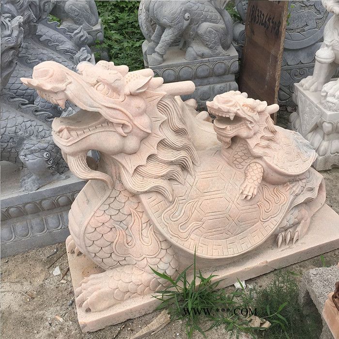 沐泽厂家定制石雕招财动物晚霞红石材貔貅麒麟大理石神兽雕刻摆件图2