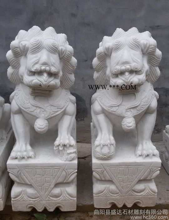 石雕狮子 汉白玉大理石狮子 公司门口雕塑摆件 镇宅辟邪雕塑图1