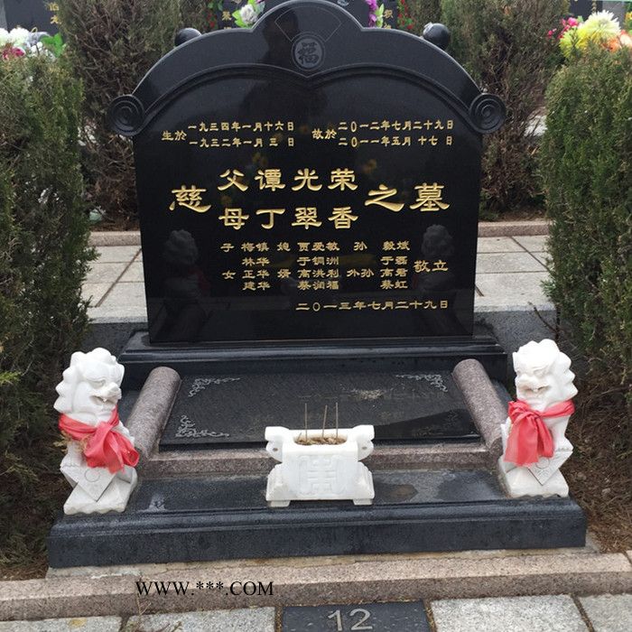 沐泽石雕墓碑大理石雕刻陵园中式传统墓碑套定制墓地家族墓碑图2