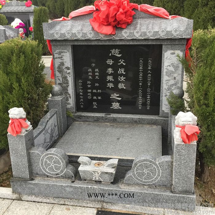 沐泽石雕墓碑大理石雕刻陵园中式传统墓碑套定制墓地家族墓碑图5