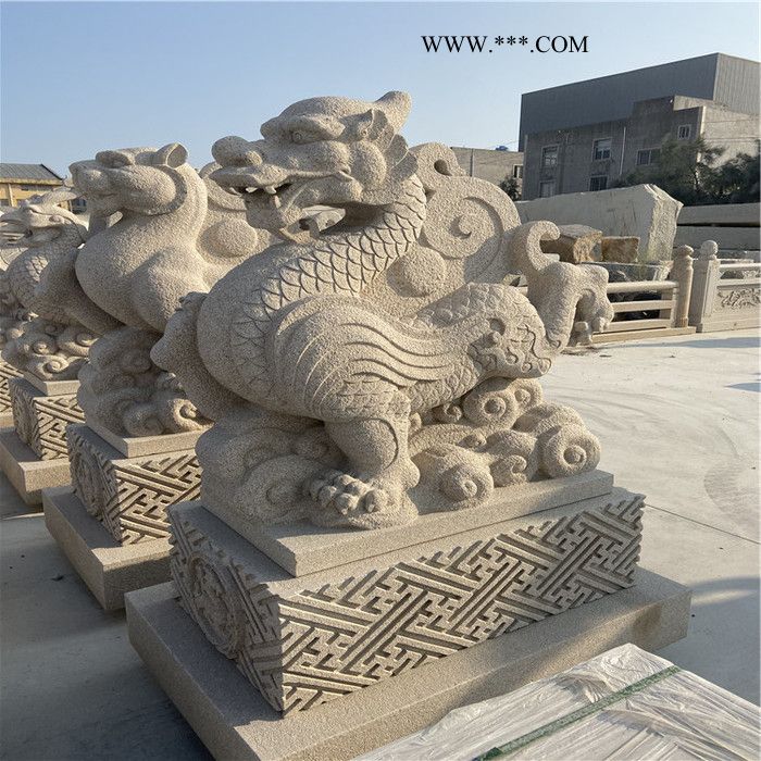 中辉 公司门口石雕动物 别墅石狮子 门口摆放石狮子 大理石石象定制图8