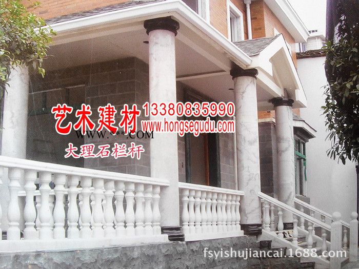 佛山石材 别墅 酒店 家用拉丝栏杆别墅栏杆 高中档住宅走廊阳台大理石栏杆图5
