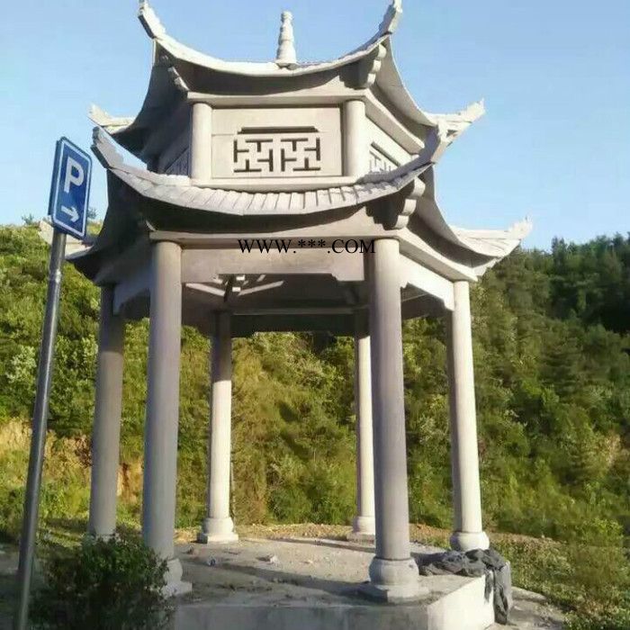 嘉旭供应 中式石雕凉亭 大理石景观亭子 六角石亭图3