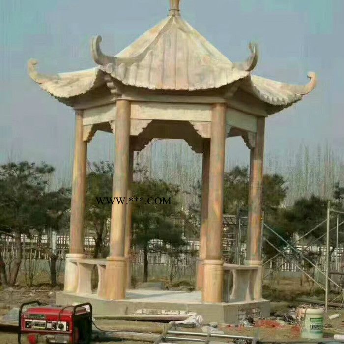 嘉旭供应 中式石雕凉亭 大理石景观亭子 六角石亭图6