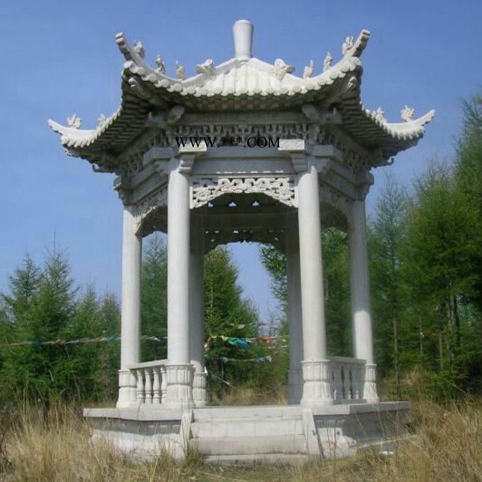 嘉旭供应 中式石雕凉亭 大理石景观亭子 六角石亭图7