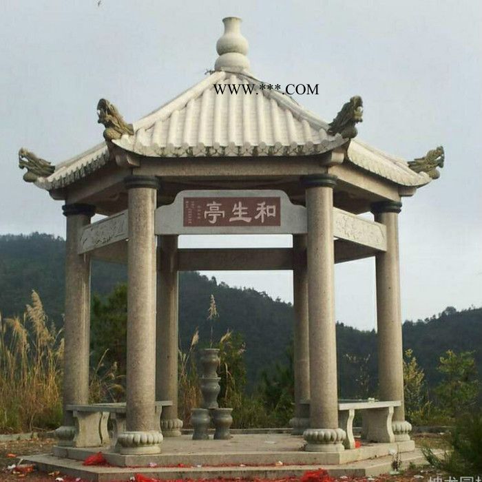 嘉旭供应 中式石雕凉亭 大理石景观亭子 六角石亭图8