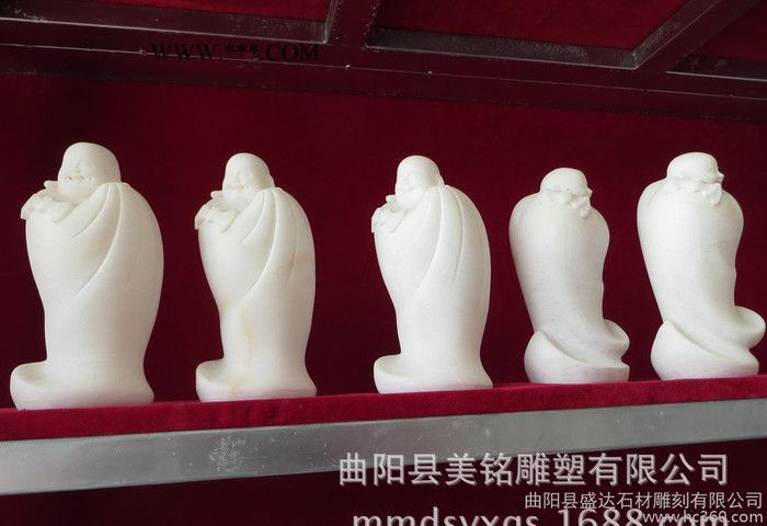 石雕小和尚 汉白玉大理石笑佛 小件工艺品摆件 家居饰品摆件图2