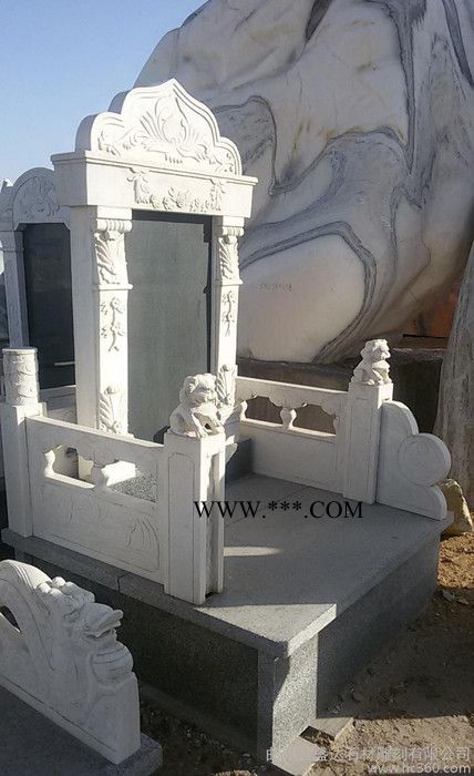 石雕墓碑  汉白玉墓碑 墓地摆放 大理石墓碑 套装 直销图3