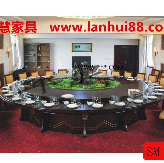 岚慧电动餐桌 乐从 大理石自动餐台  家用旋转餐 桌玻璃电动桌图3