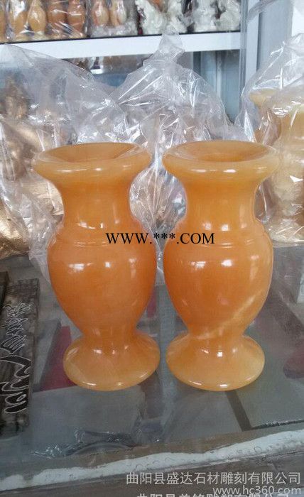 石雕花瓶一对 汉白玉大理石花瓶 家居饰品摆件 曲阳石雕图3