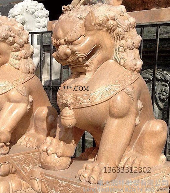康大石雕石狮子看门一对镇宅雕塑摆件石雕石狮子雕刻摆件 大理石图3