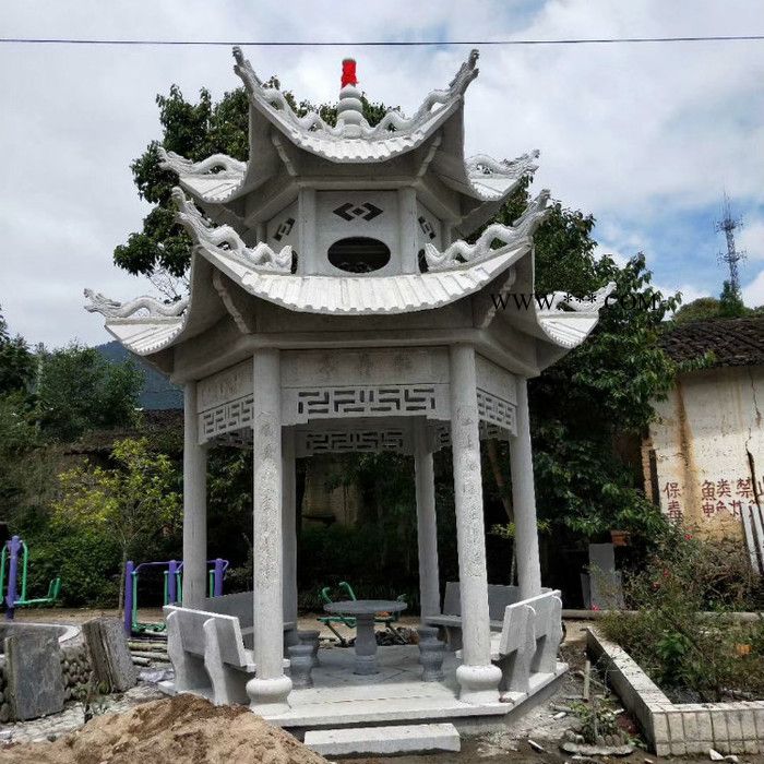 大理石石凉亭 六角石凉亭  仿古石凉亭市场报价图7