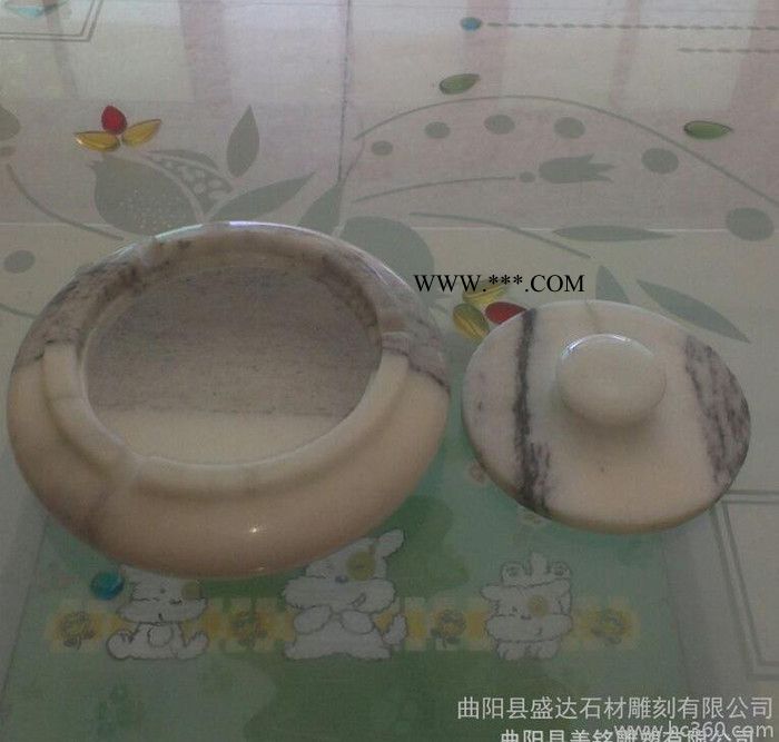 石雕烟灰缸 汉白玉大理石烟灰缸 小件工艺品摆件 曲阳石雕图3