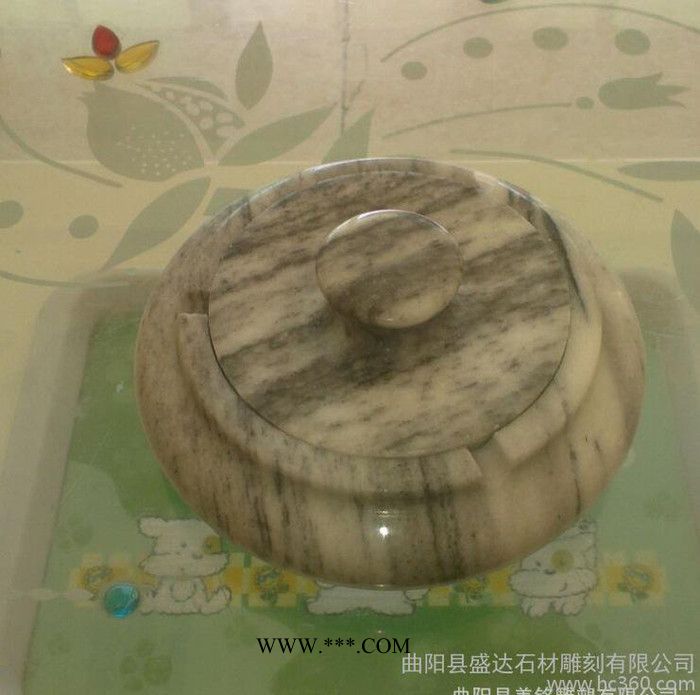 石雕烟灰缸 汉白玉大理石烟灰缸 小件工艺品摆件 曲阳石雕图2