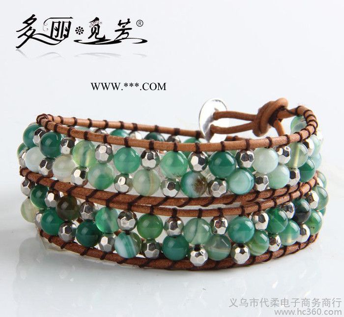 多丽觅芳  时尚天然水晶手链 绿条纹玛瑙手链 增强能量图2