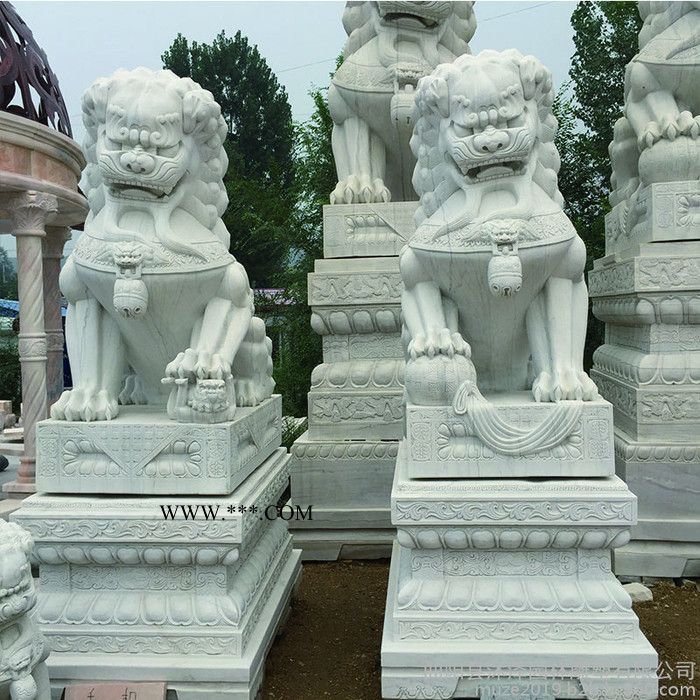 沐泽天安门石雕狮子汉白玉石狮子大理石狮子门口墓地动物雕塑摆件