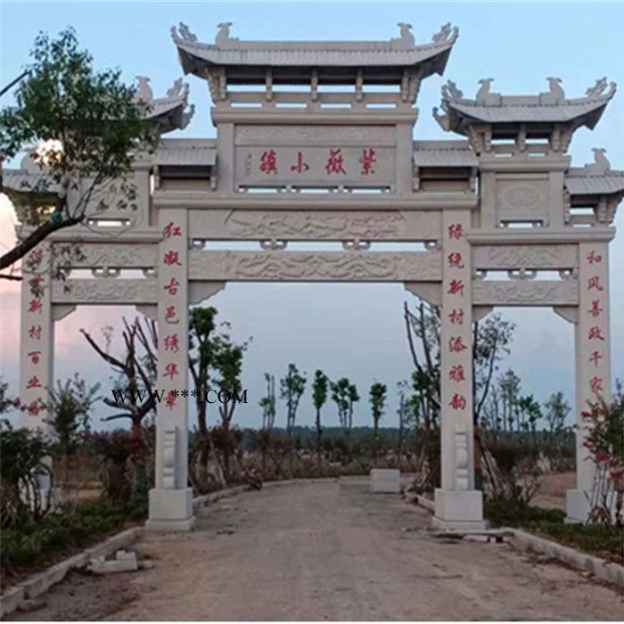 厂家定制 石雕牌坊 大理石石牌坊 景区村庄入口古建石牌坊 青石石牌坊图2