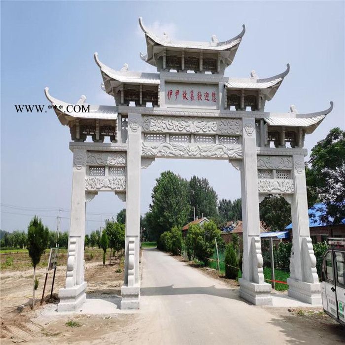 厂家定制 石雕牌坊 大理石石牌坊 景区村庄入口古建石牌坊 青石石牌坊图8