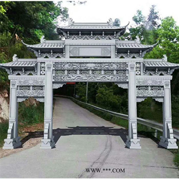 厂家定制 石雕牌坊 大理石石牌坊 景区村庄入口古建石牌坊 青石石牌坊图6