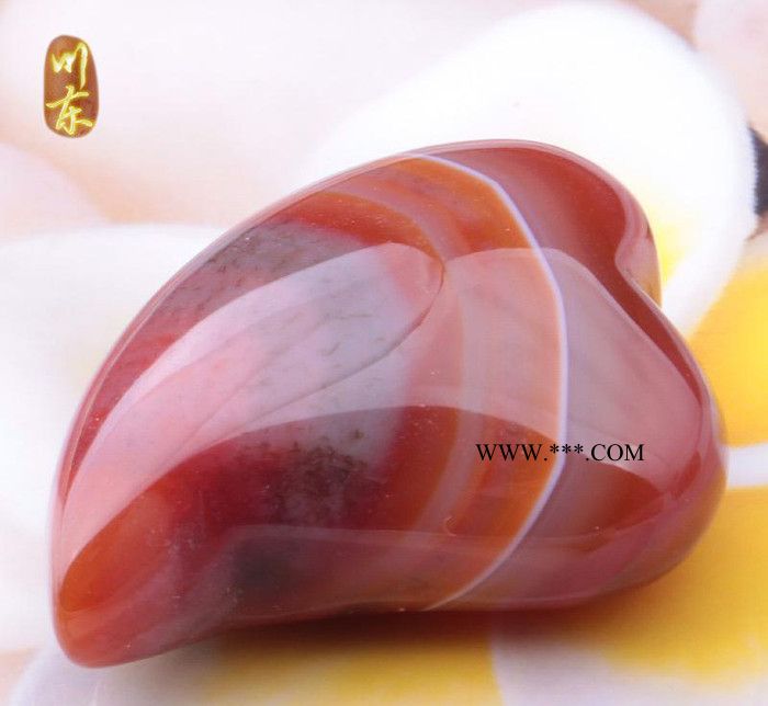 天然条纹染色红玛瑙心形状 工厂现货 可加工定做图3