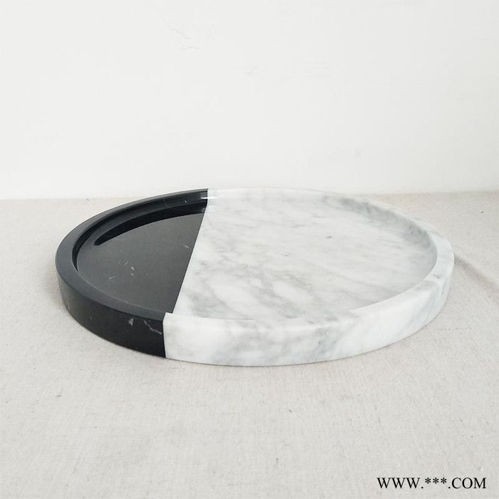 黑白双拼大理石一体果盘简约家居酒店装饰水果盘定制礼品 现货可售 定制礼品礼盒logo图7