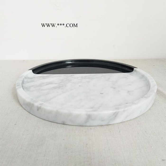 黑白双拼大理石一体果盘简约家居酒店装饰水果盘定制礼品 现货可售 定制礼品礼盒logo图8