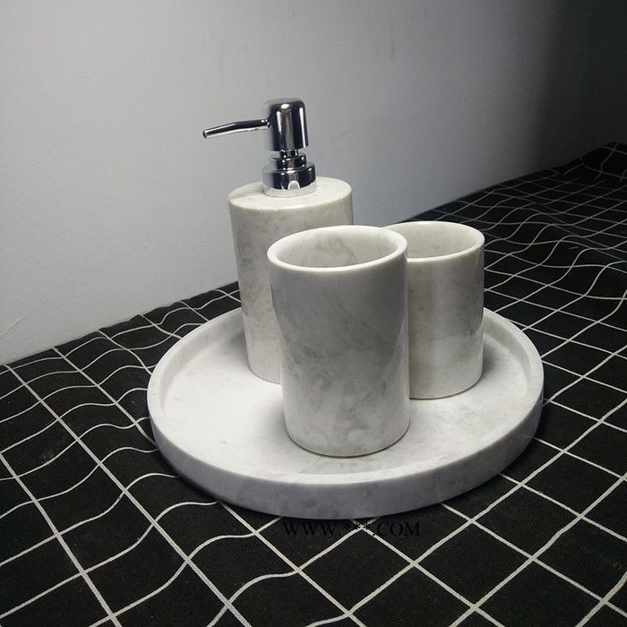 南威白色大理石家居酒店托盘套装创意家庭酒店卫浴套件用品 卫浴四件套图4