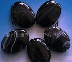 玛瑙蛋形 戒面 黑玛瑙蛋形 双弧面吊坠18*25*6mm  惠州宝石加工图2