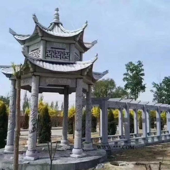 大理石石亭子雕刻 休闲石雕石凉亭供应 双层石雕凉亭子图片图4