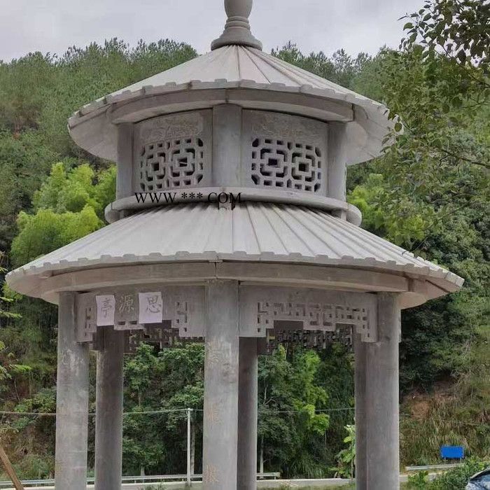 大理石石亭子雕刻 休闲石雕石凉亭供应 双层石雕凉亭子图片图3