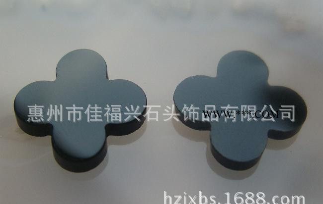 订制 韩版饰品 玛瑙四叶草黑玛瑙四叶草 精美双面手工抛光图2