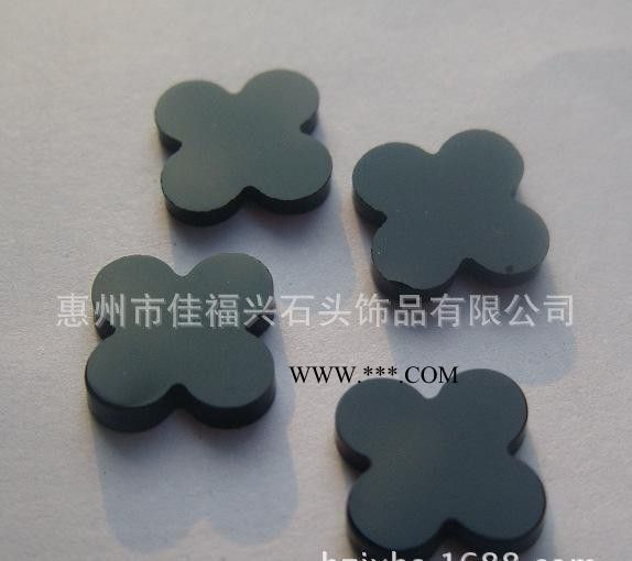 订制 韩版饰品 玛瑙四叶草黑玛瑙四叶草 精美双面手工抛光图3