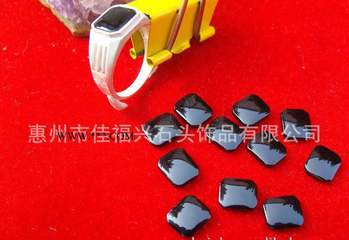 天然玛瑙高品质AAA级黑玛瑙10*12 倒角长方形戒面裸石 来样加工图2