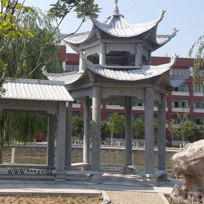 **石亭子 户外石亭 景观石亭 公园休闲凉亭 别墅庭院六角亭 大理石石亭图7